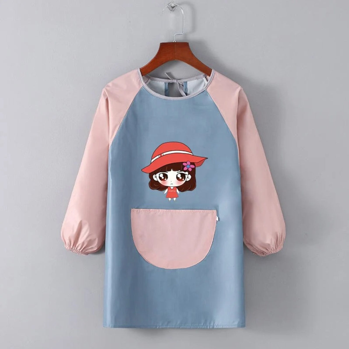 Kinderschürze für die Schule, Mädchen, Blau und Rosa