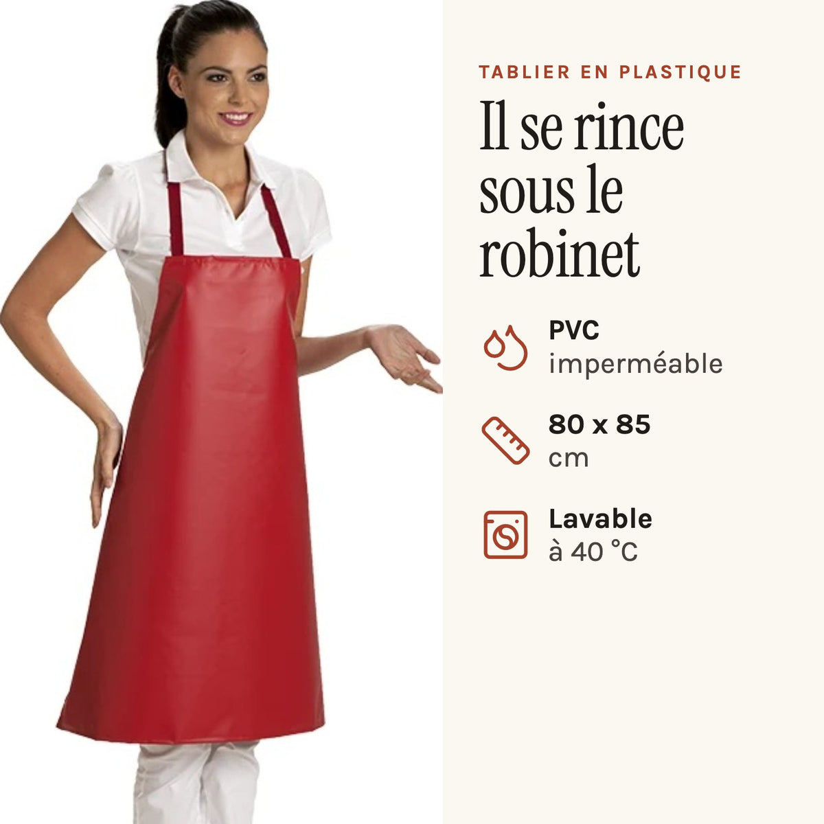 Tablier en plastique imperméable, les points forts