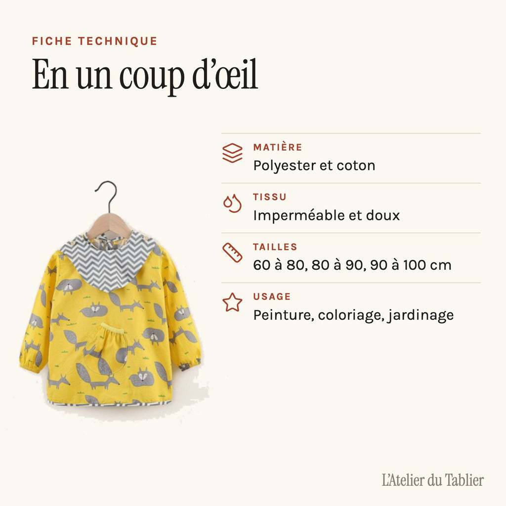 Tablier Petit Loup & Renard, fiche technique
