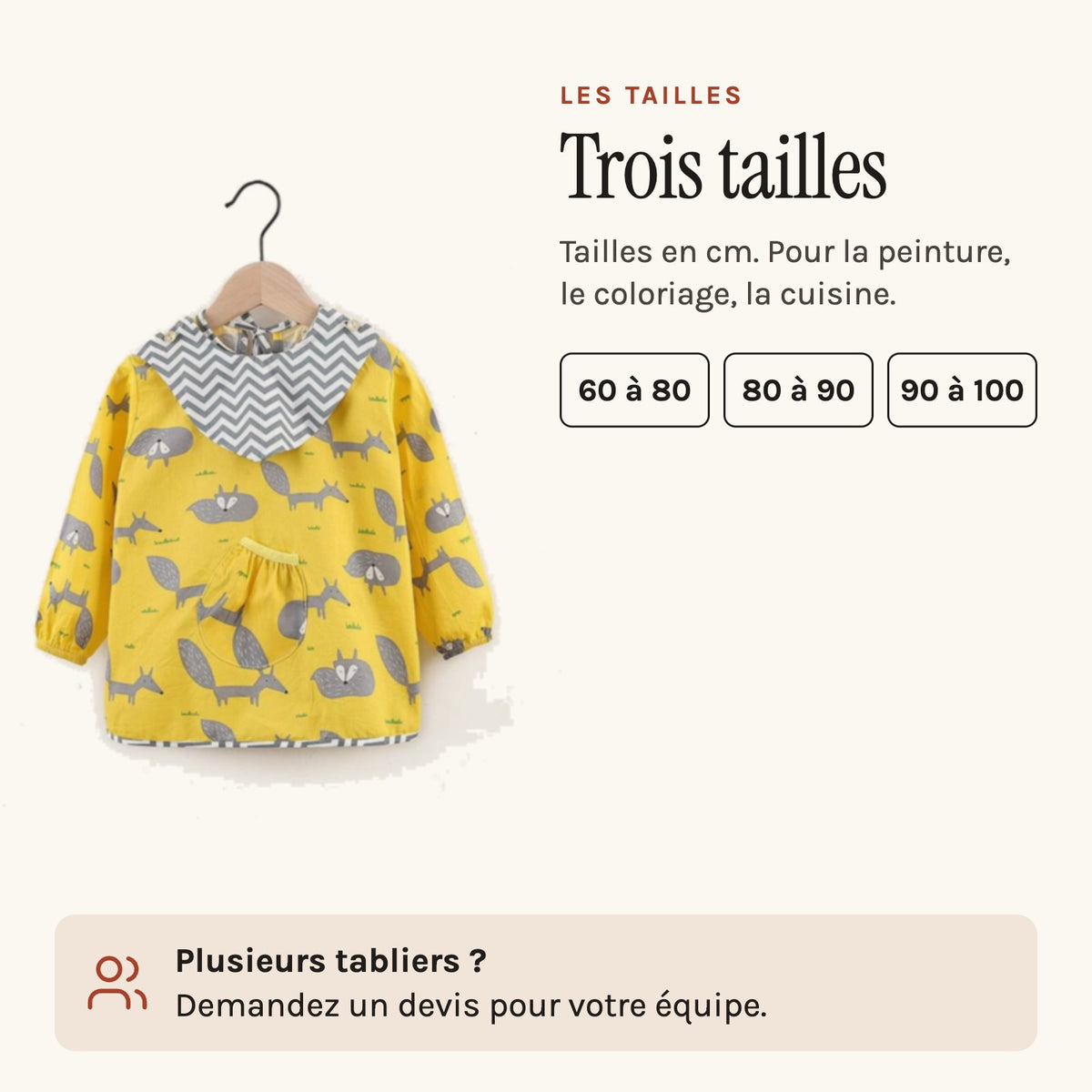 Tablier Petit Loup & Renard, les trois tailles