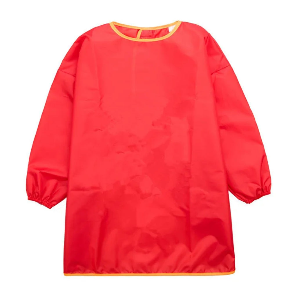 Blouse maternelle unie à manches longues, fermée par un scratch, rouge, de face