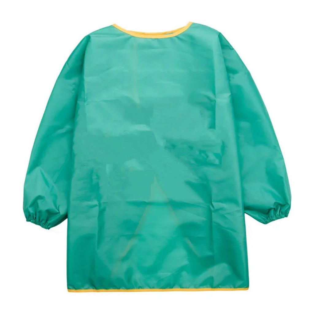 Blouse maternelle unie à manches longues, fermée par un scratch, vert, de face