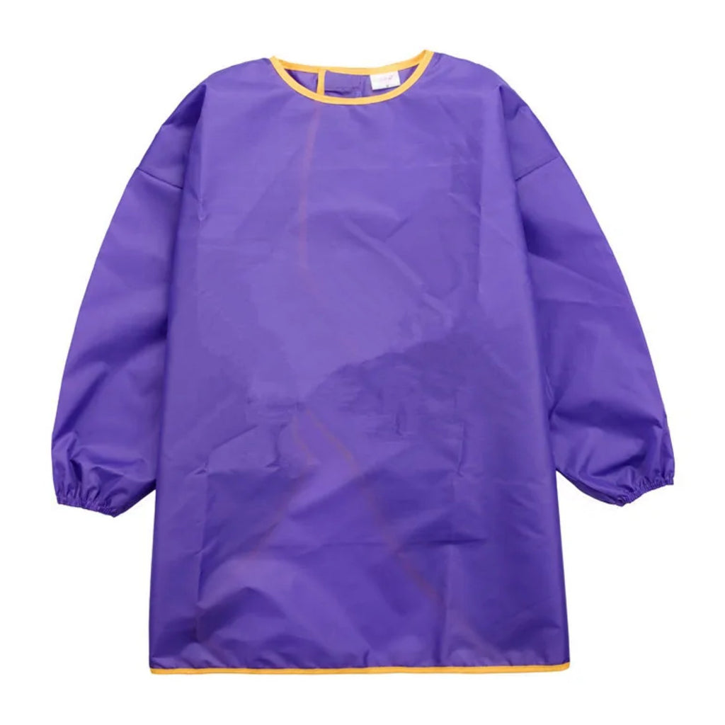 Blouse maternelle unie à manches longues, fermée par un scratch, violet, de face