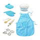 Kinder-Kochschürze mit Kochmütze, Blau, mit Mütze und Utensilien