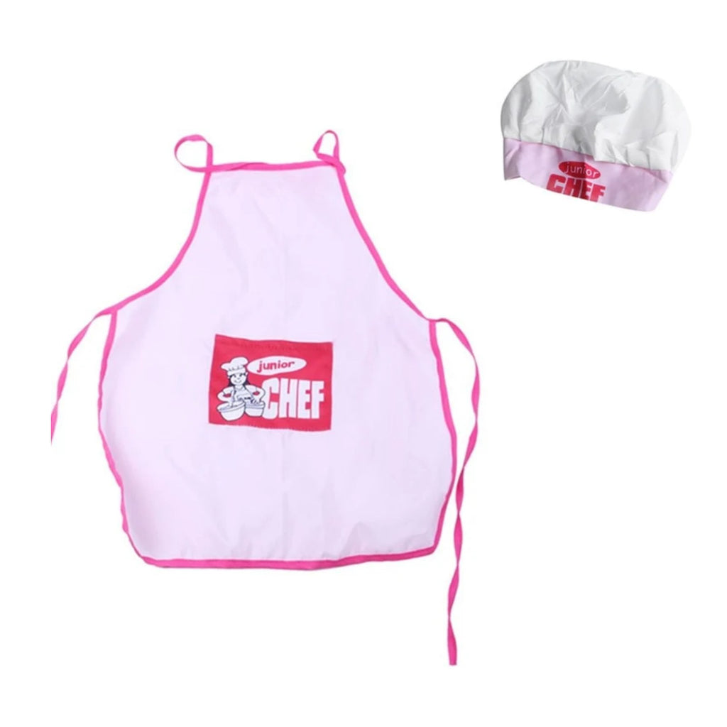 Kinder-Kochschürze Kleiner Koch, Rosa, mit Kochmütze