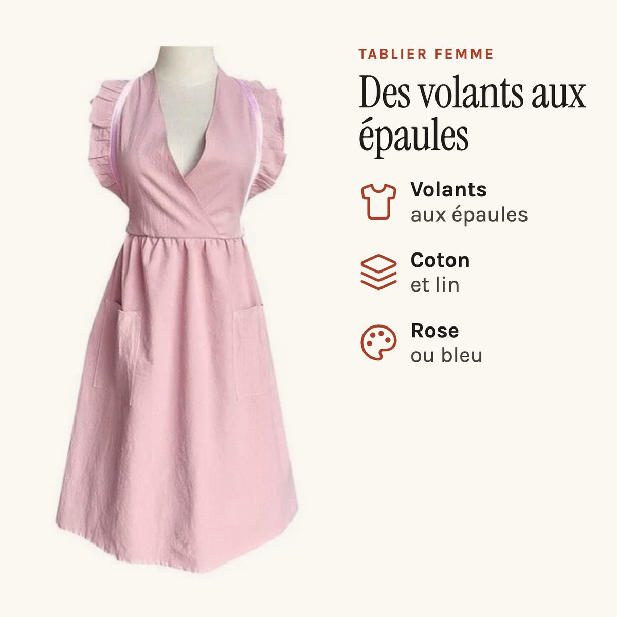 Kochschürze Damen mit Rüschen, Rosa