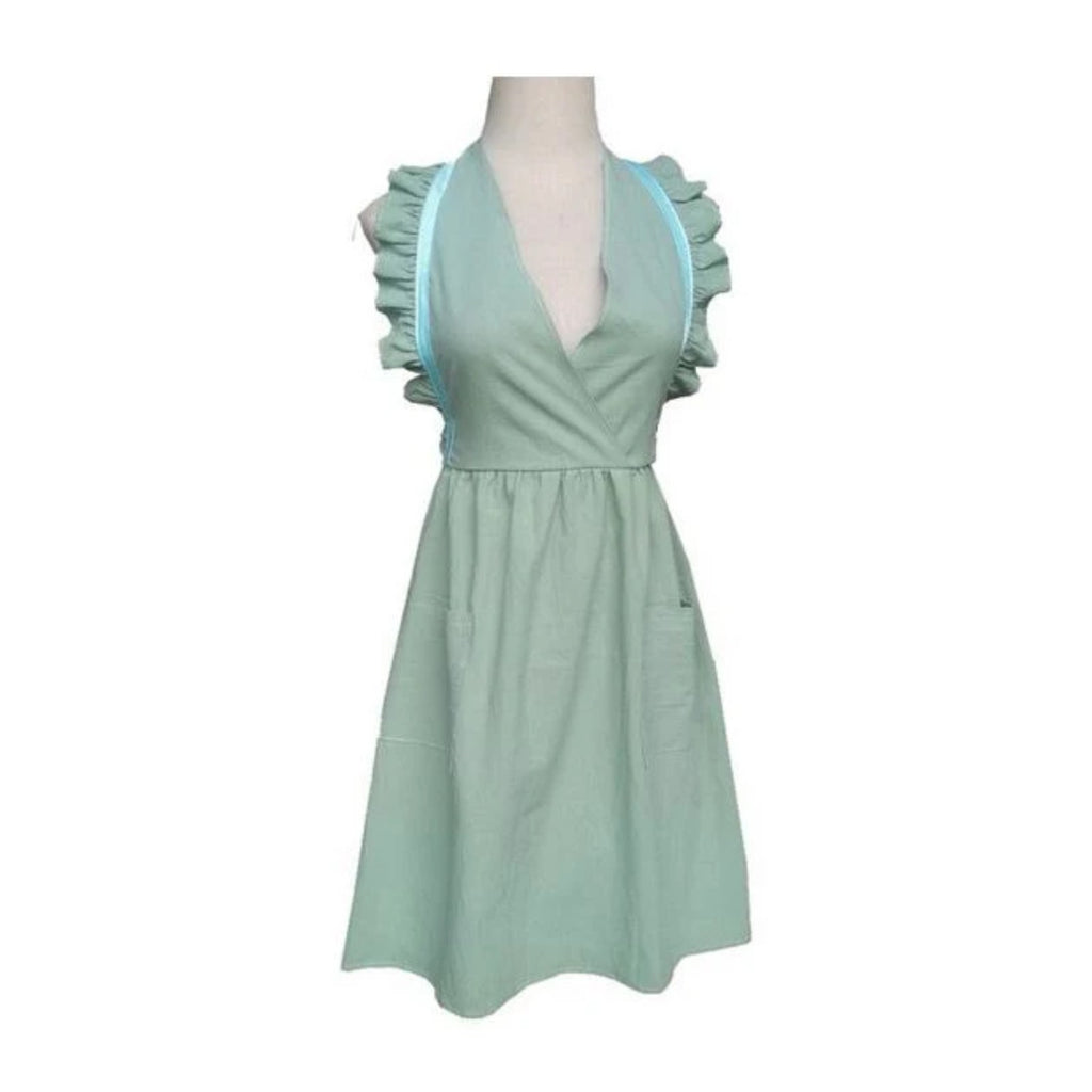 Kochschürze Damen mit Rüschen, Blau