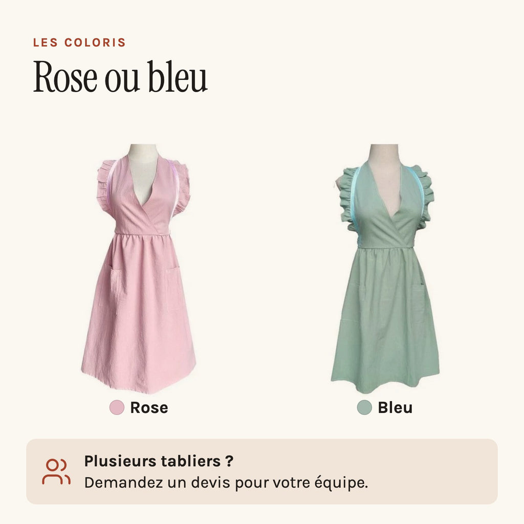 Kochschürze Damen mit Rüschen, Rosa oder Blau