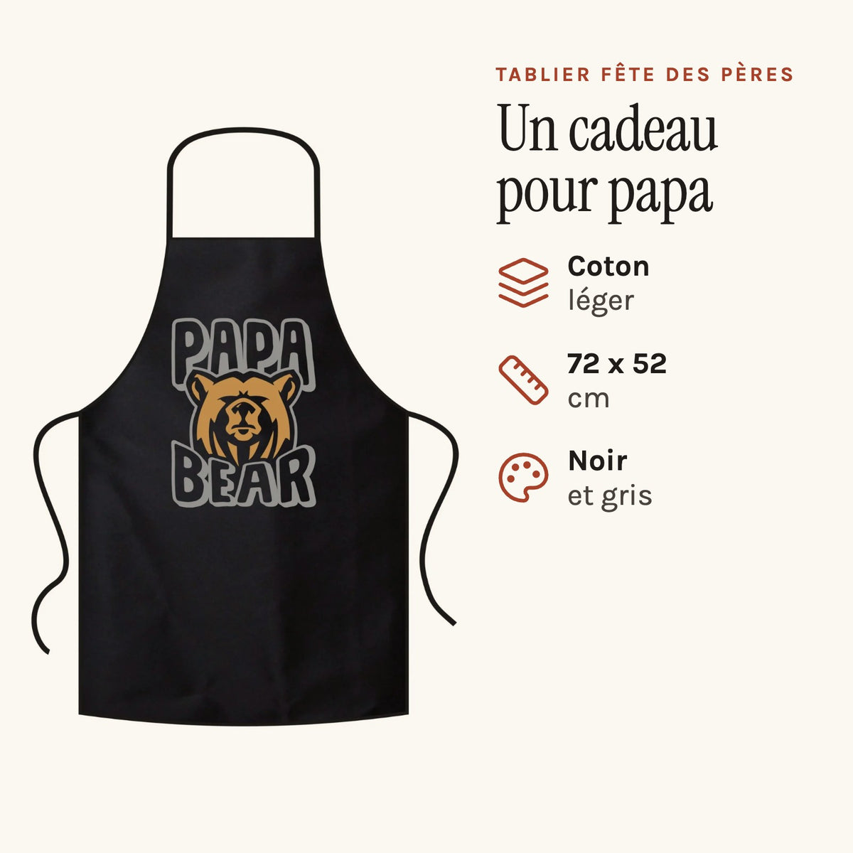 Kochschürze zum Vatertag „Papa Bear“, Baumwolle, 72 x 52 cm