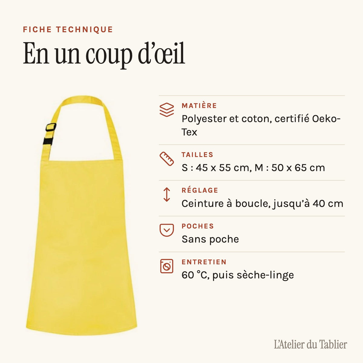 Kinderschürze Kleine Köchin, technisches Datenblatt