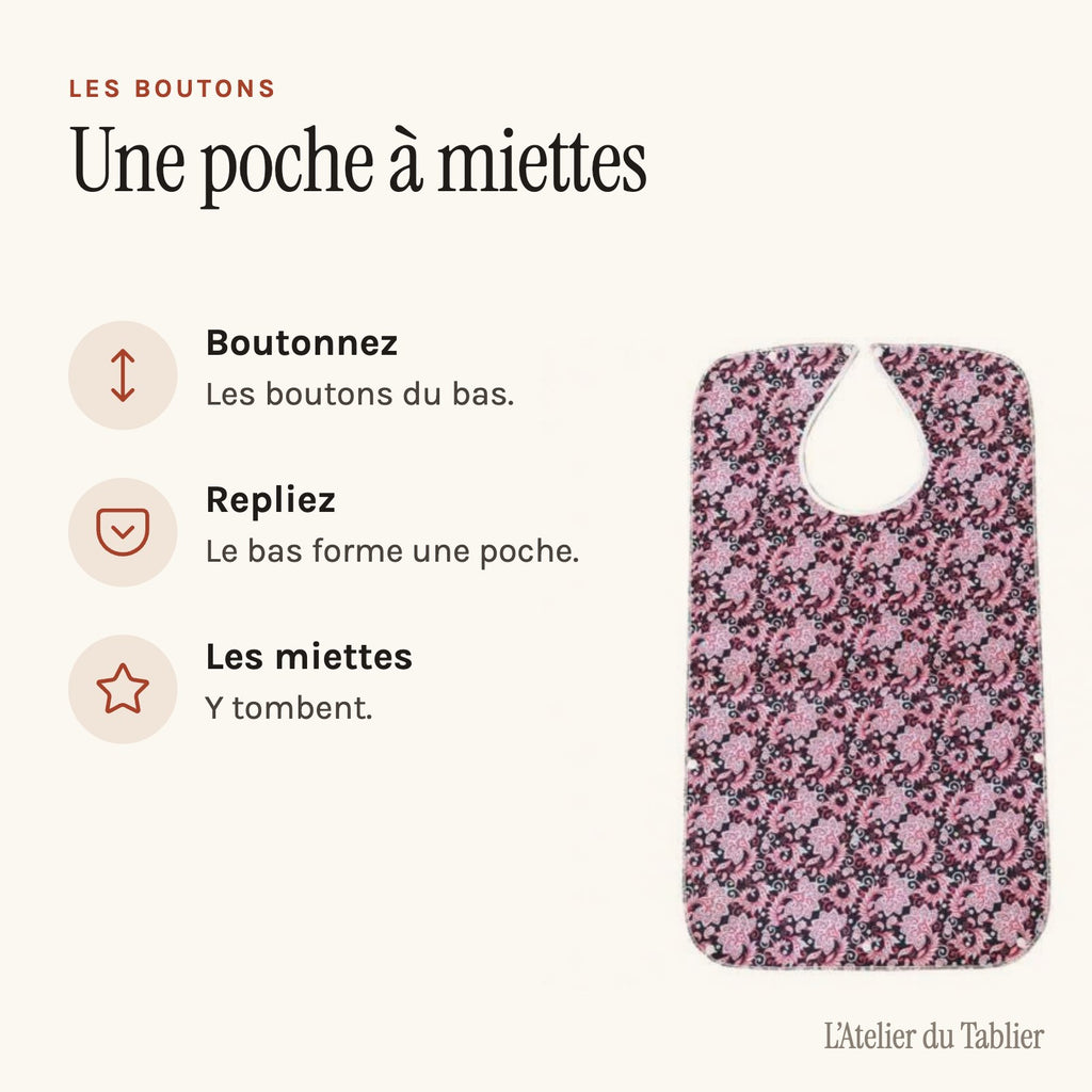 Tablier grand-mère, boutons du bas