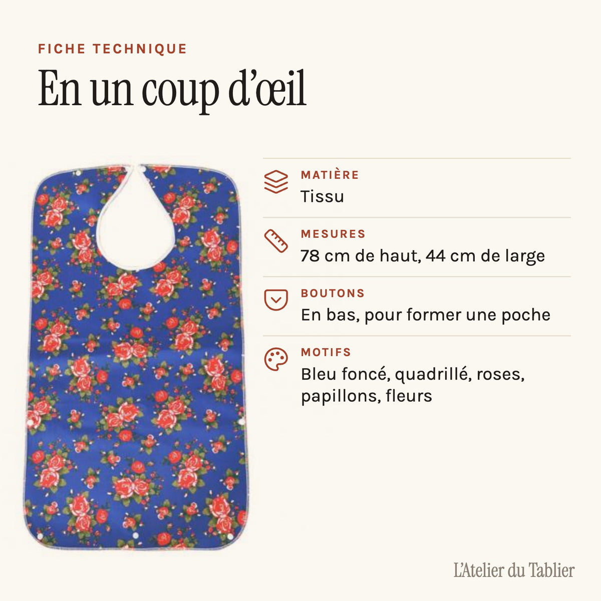 Tablier grand-mère, fiche technique