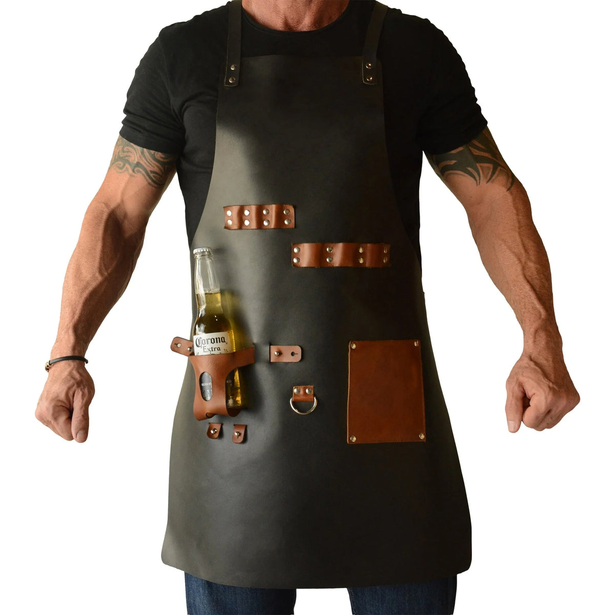 Tablier Barbecue Porte-Bouteille, cuir synthétique