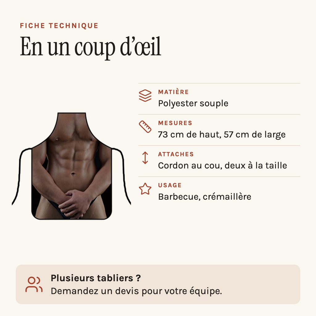 Tablier homme humour, fiche technique