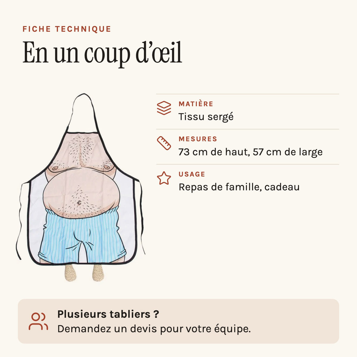 Tablier à Testicules, fiche technique