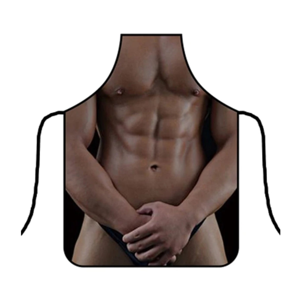 Tablier homme humour, imprimé corps musclé