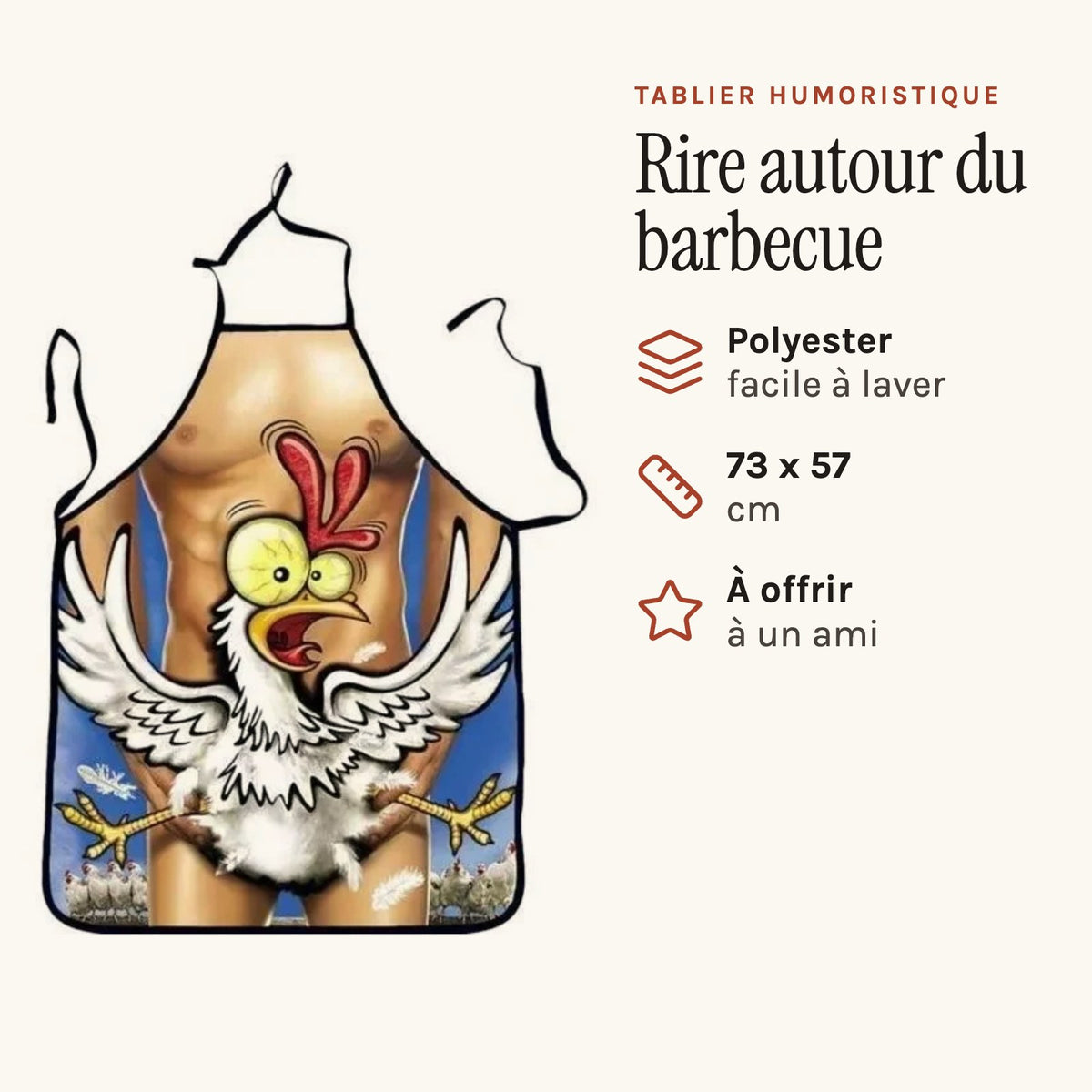Tablier Dinde Rigolote, imprimé poulet