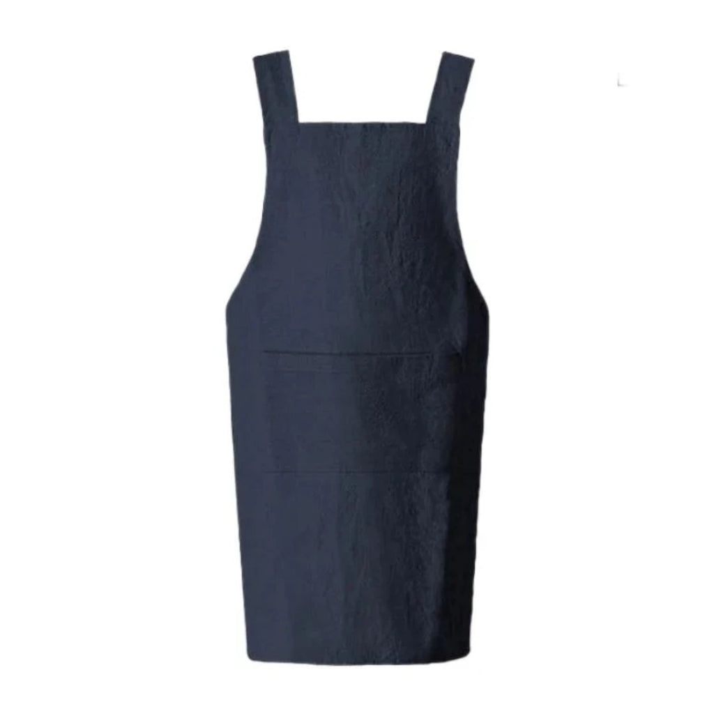 Japanische Kochschürze aus Leinen, Marineblau