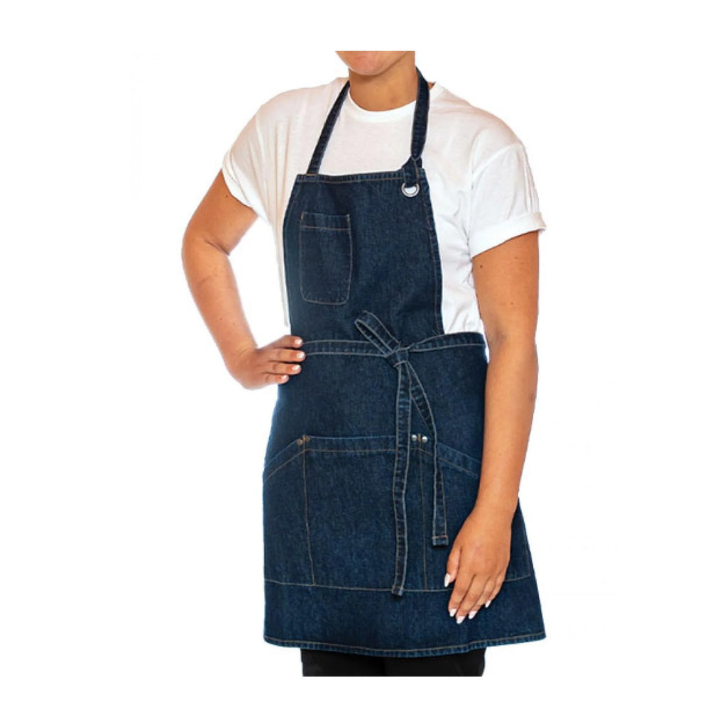Kochschürze aus Jeansstoff, verwaschen, Indigo, Vorderansicht