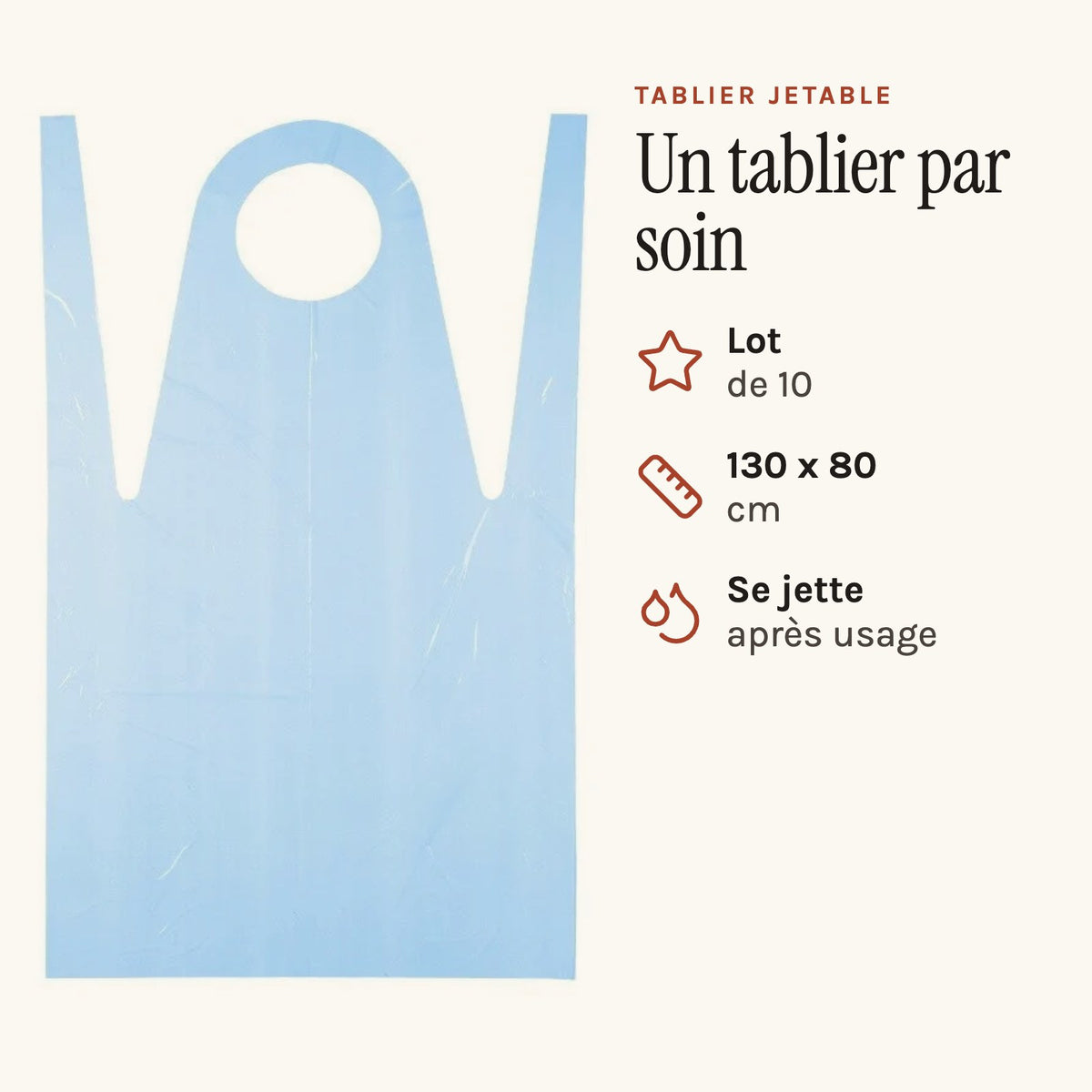 Tablier jetable médical bleu, porté