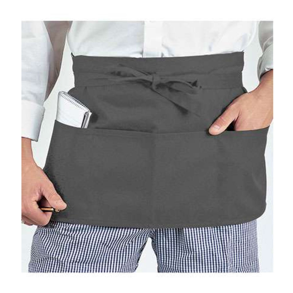 Teacher's apron, grey, worn