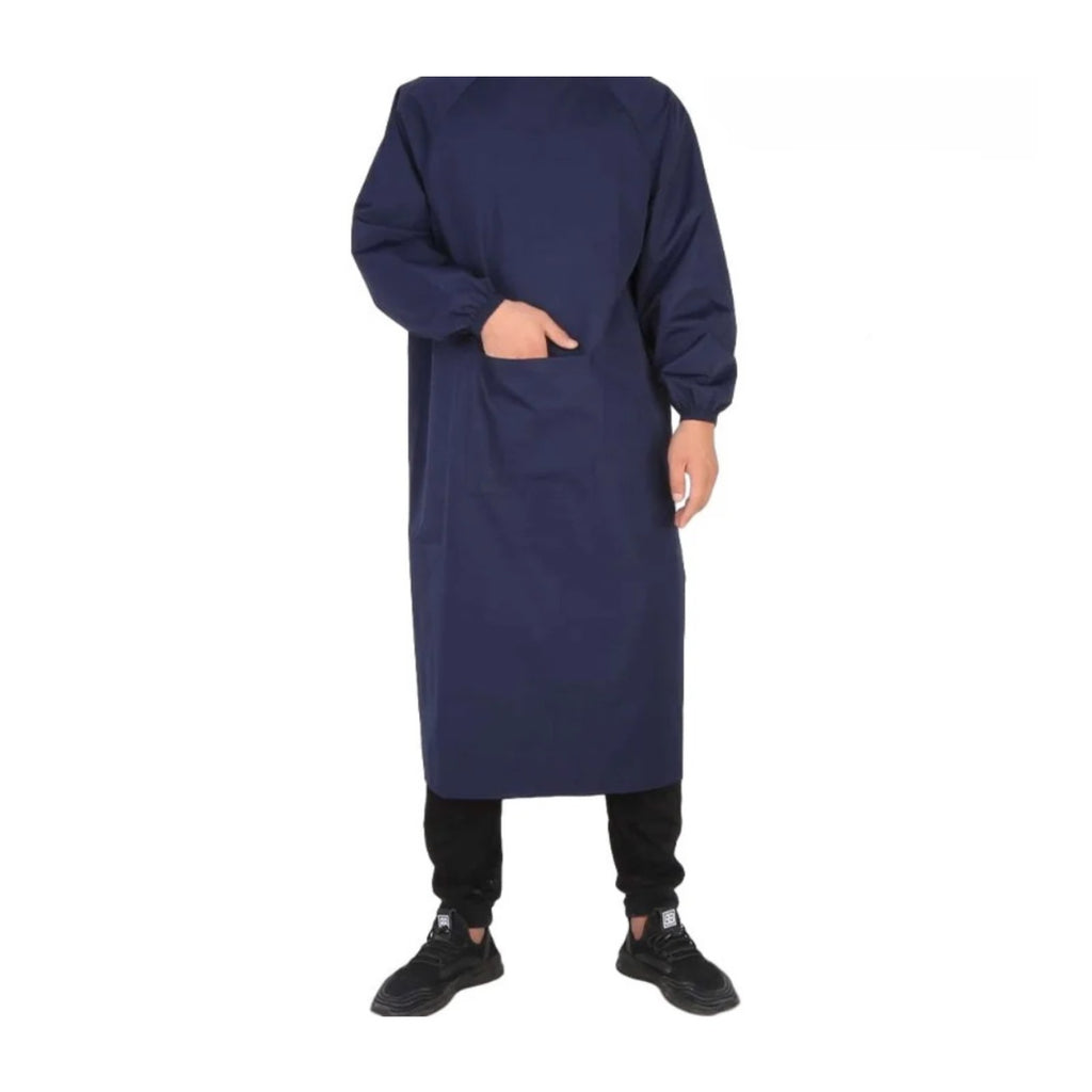 Lange Ärmelschürze, Marineblau, getragen