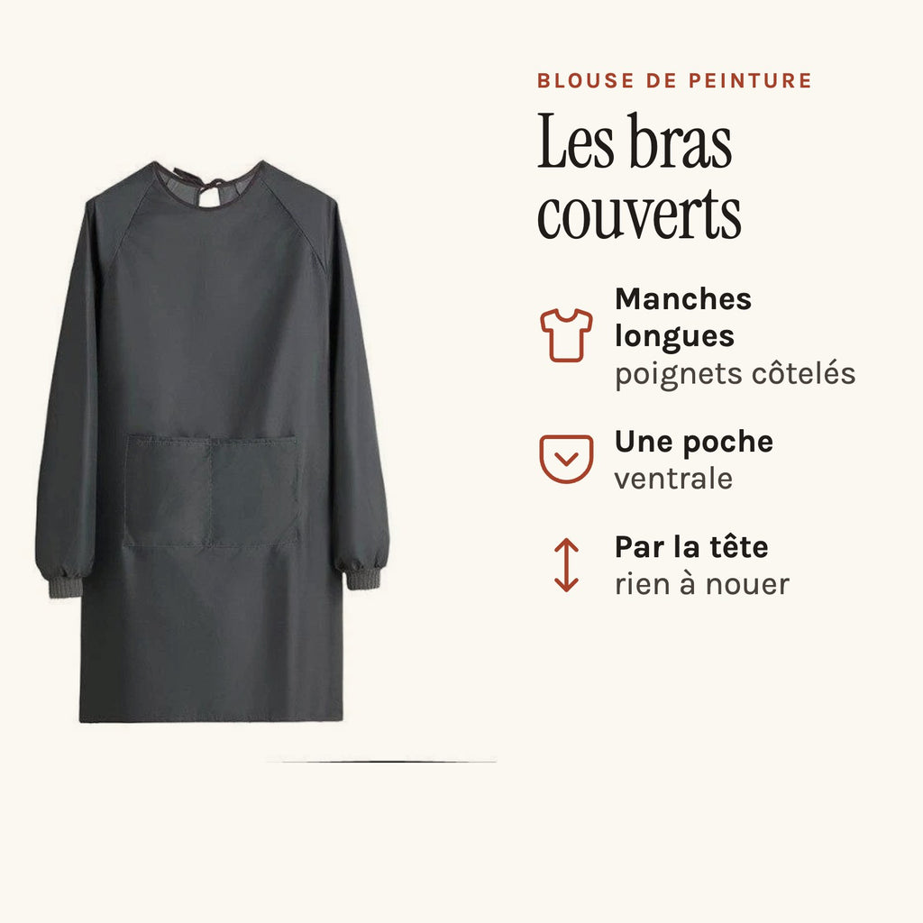 Malerkittel mit langen Ärmeln, Schwarz