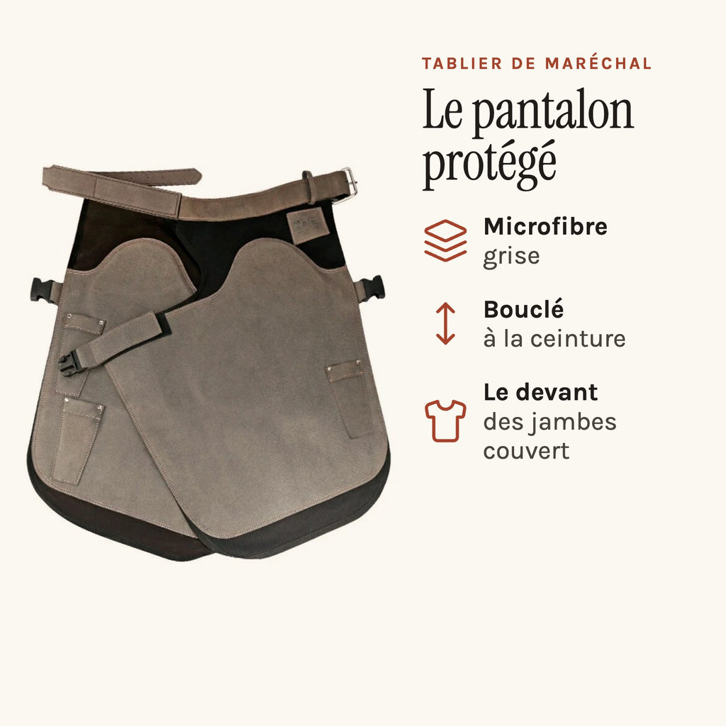 Farrier's apron, grey, front view