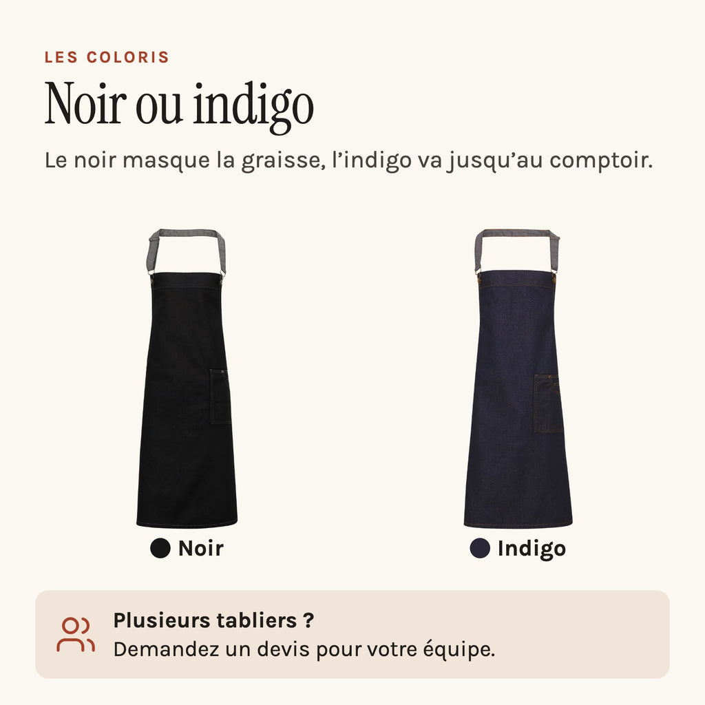 Tablier de mécanicien en jean épais, aspect ciré, les deux coloris