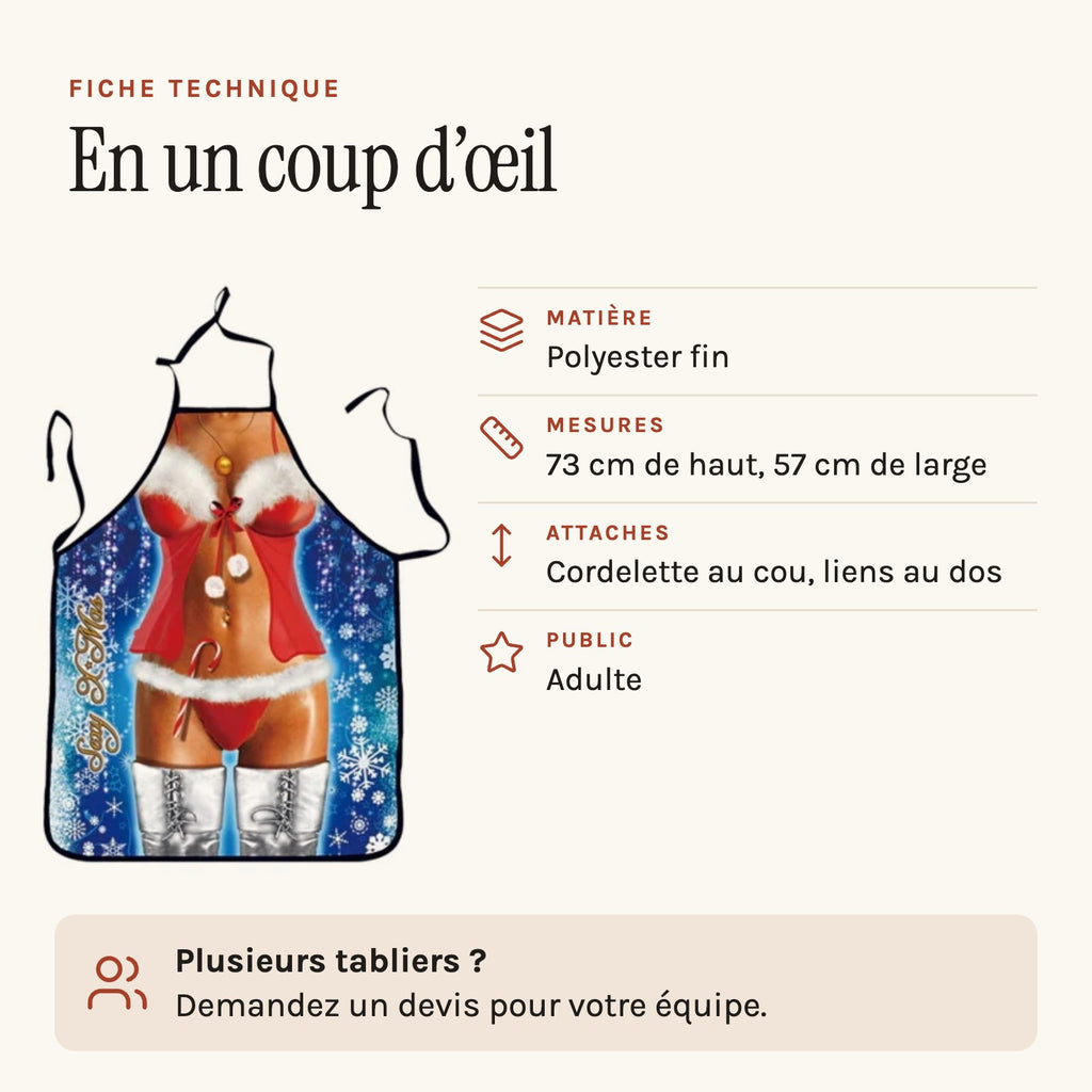 Lustige Schürze sexy Weihnachtsfrau, technisches Datenblatt