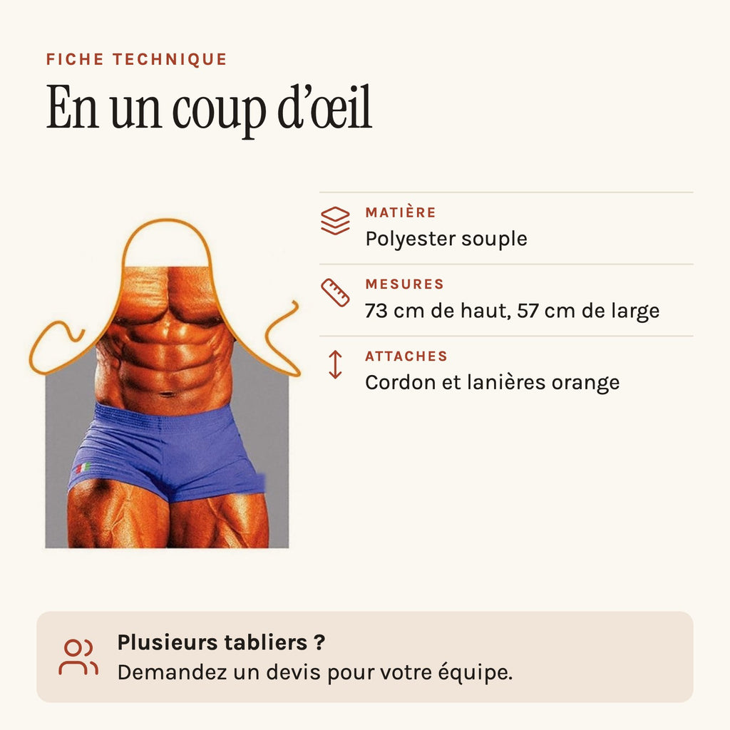 Tablier muscle de culturiste, fiche technique
