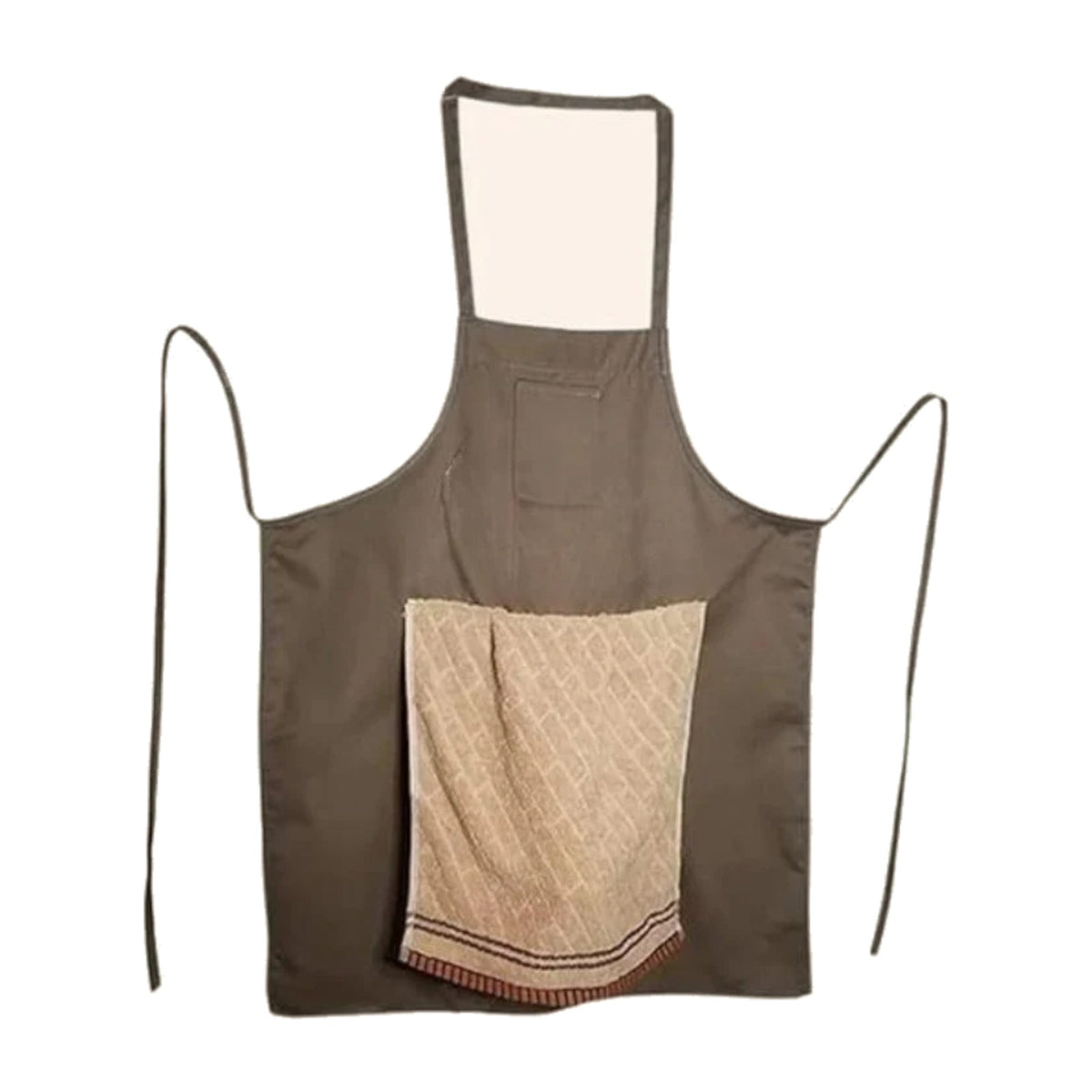 Tablier original à serviette farceuse, marron, de face
