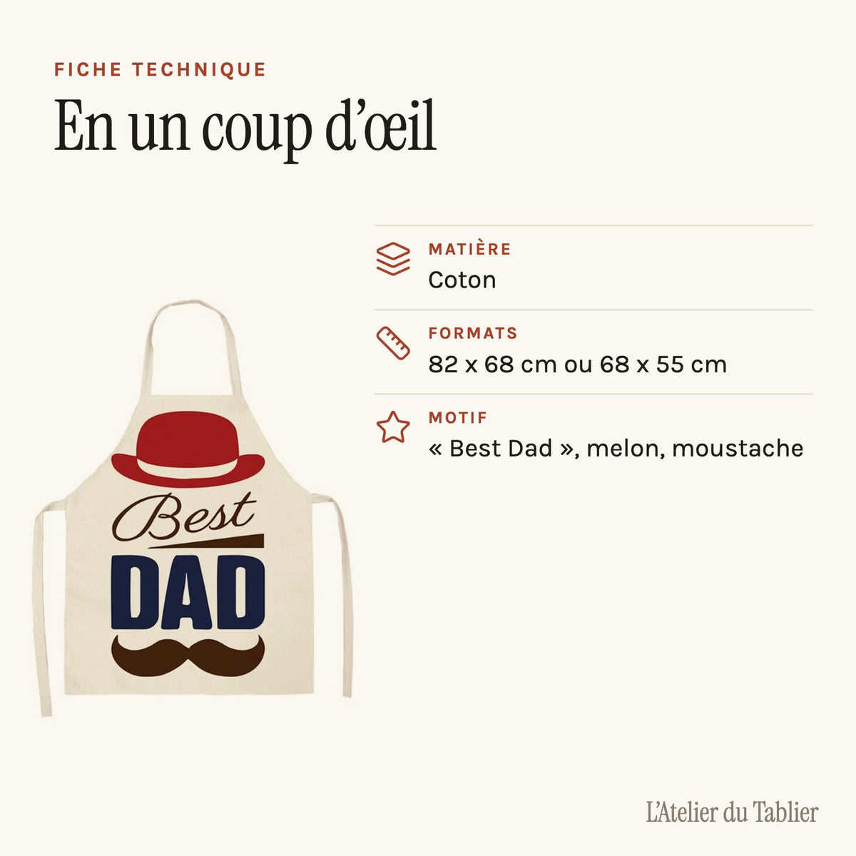 Tablier papa « Best Dad », fiche technique