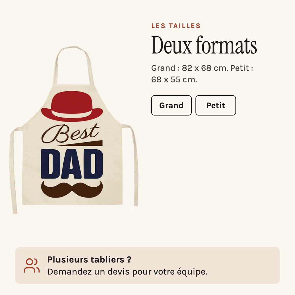 Tablier papa « Best Dad », les tailles
