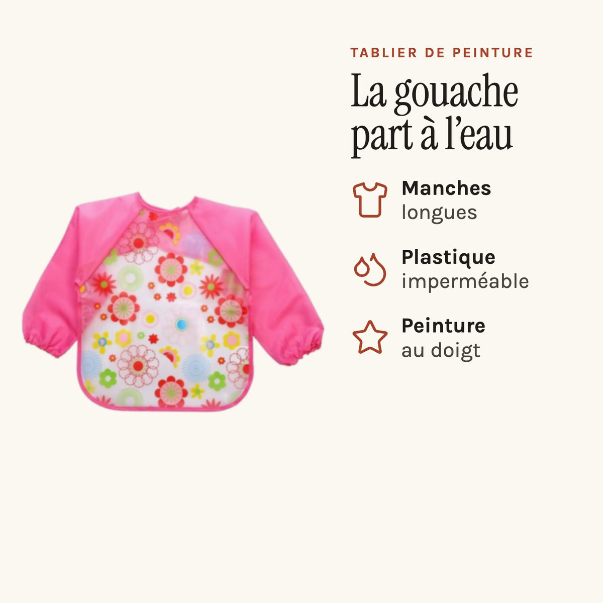 Tablier peinture bébé, plastique imperméable