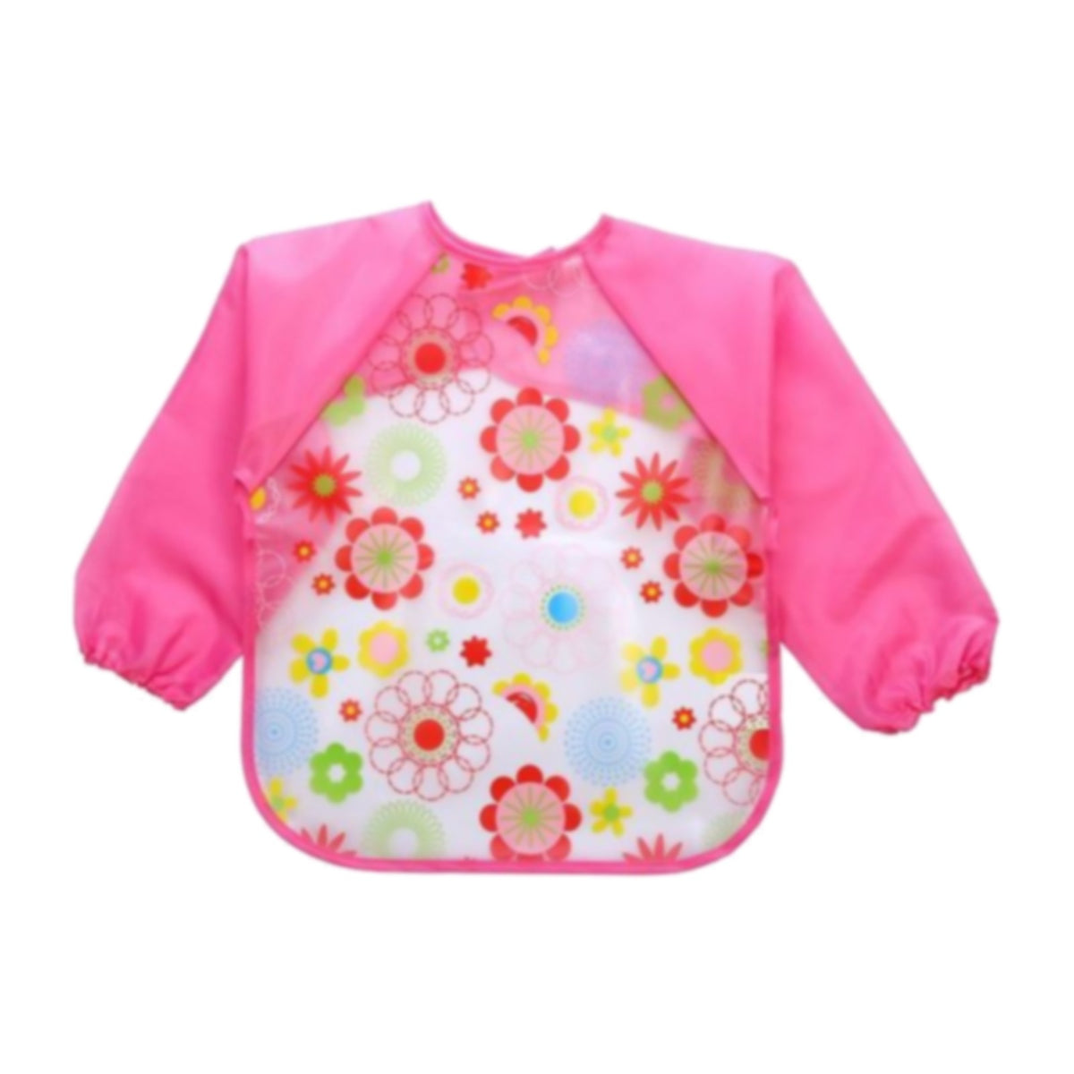 Tablier peinture bébé, rose, motif fleurs