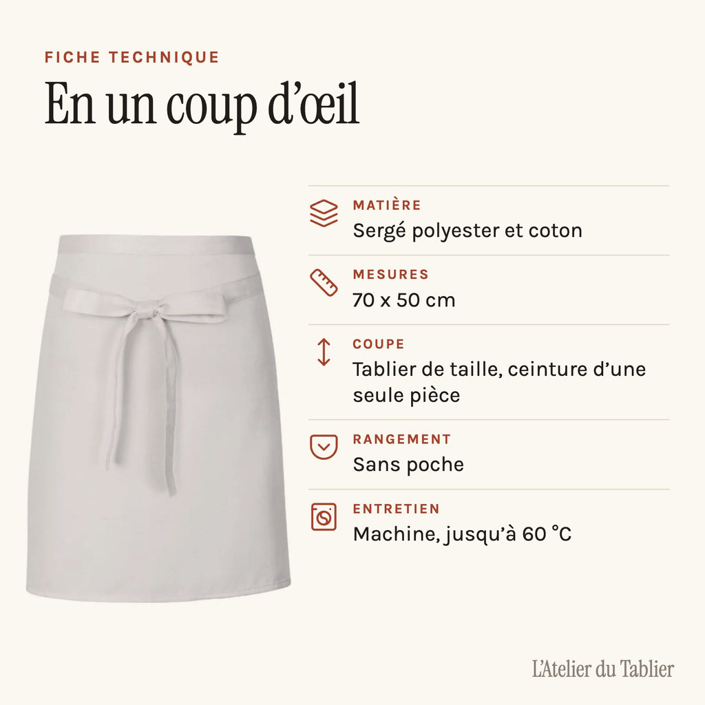 Tablier Pizzaiolo, fiche technique