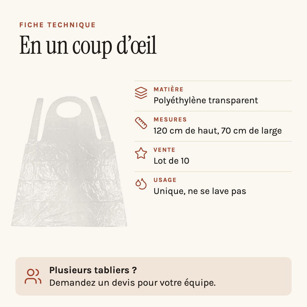 Einwegschürze aus Polyethylen, technisches Datenblatt
