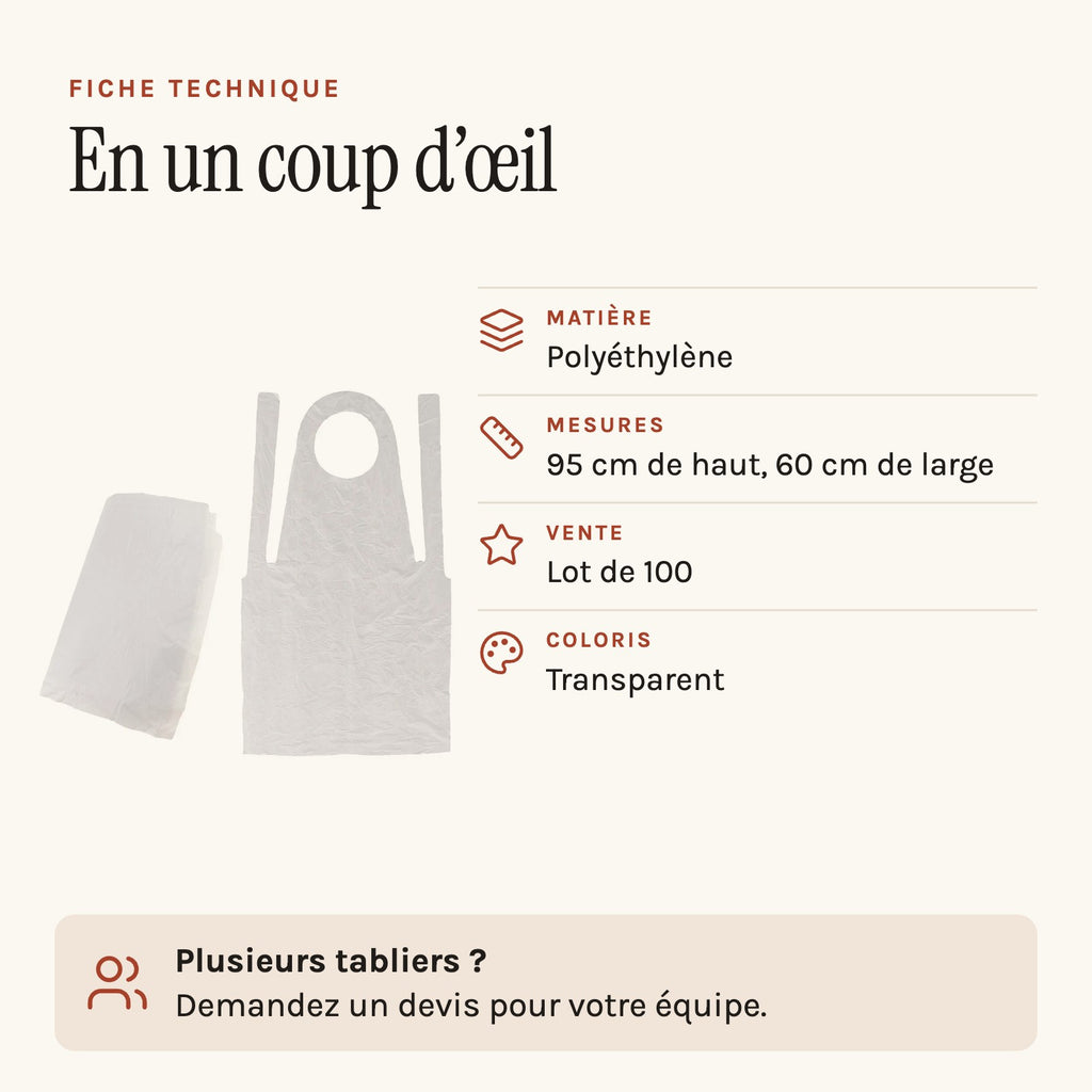 Einwegschürze transparent, technisches Datenblatt