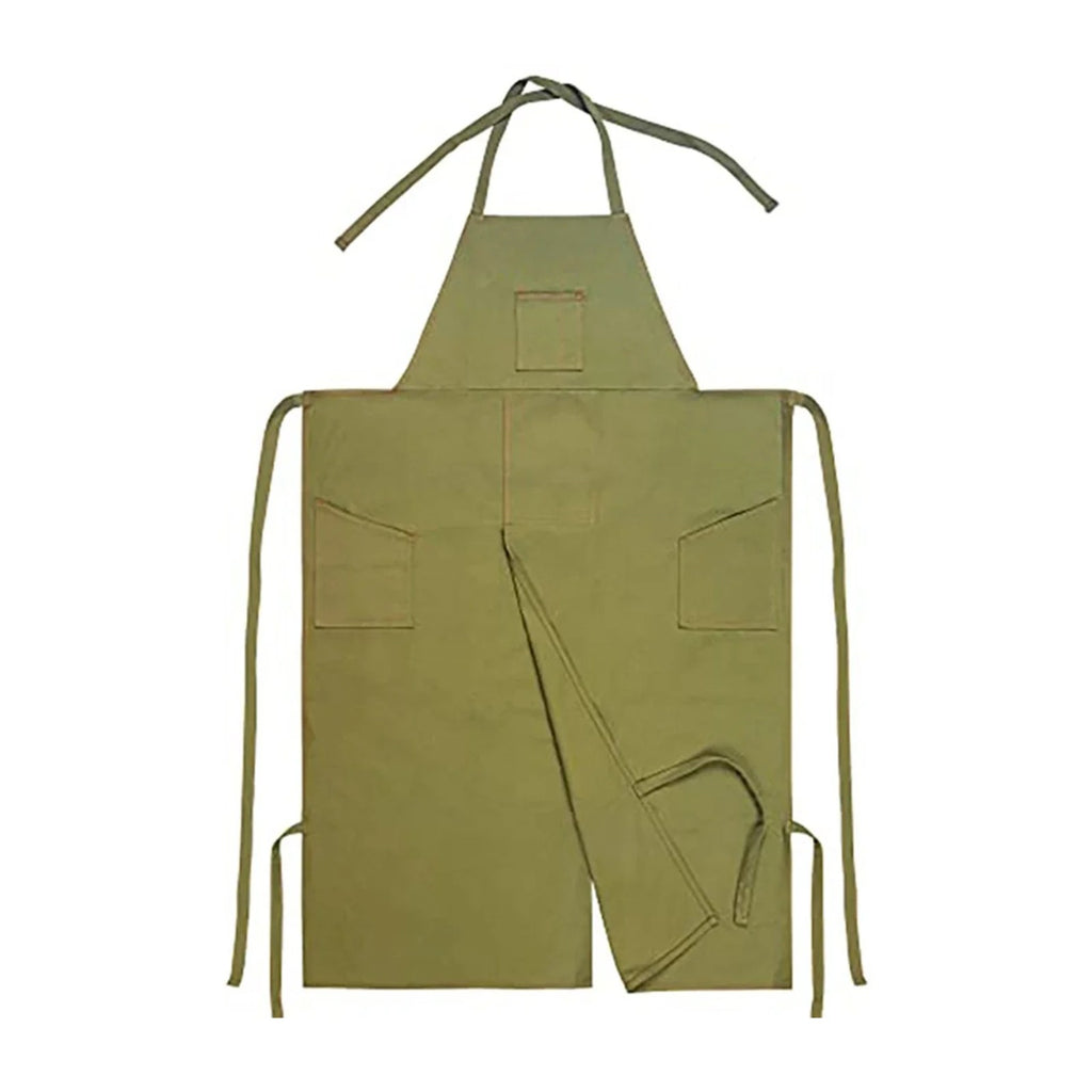 Tablier poterie long, fendu sur toute la jupe, vert, à plat