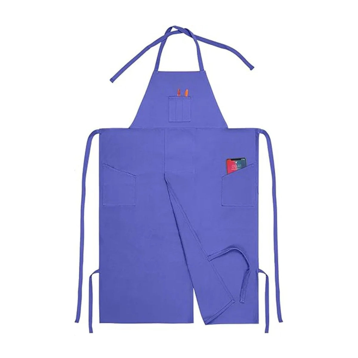 Tablier poterie long, fendu sur toute la jupe, violet, à plat