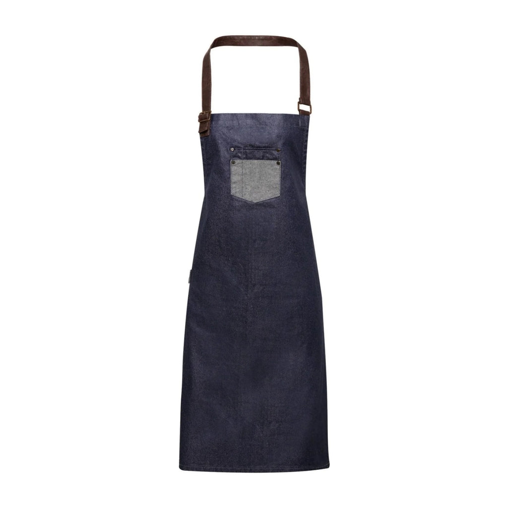 Vielseitige Arbeitsschürze, Indigo, graue Tasche, Vorderansicht