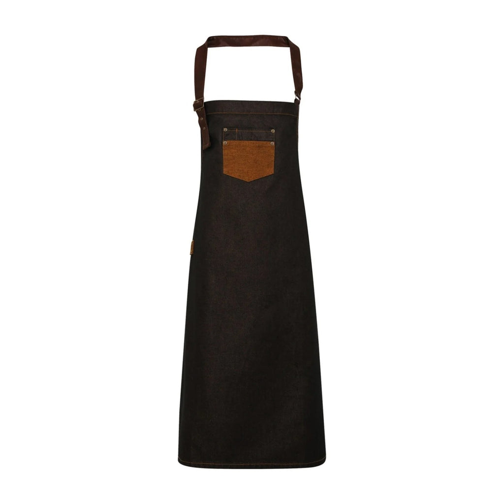 Vielseitige Arbeitsschürze, Schwarz, naturbraune Tasche, Vorderansicht