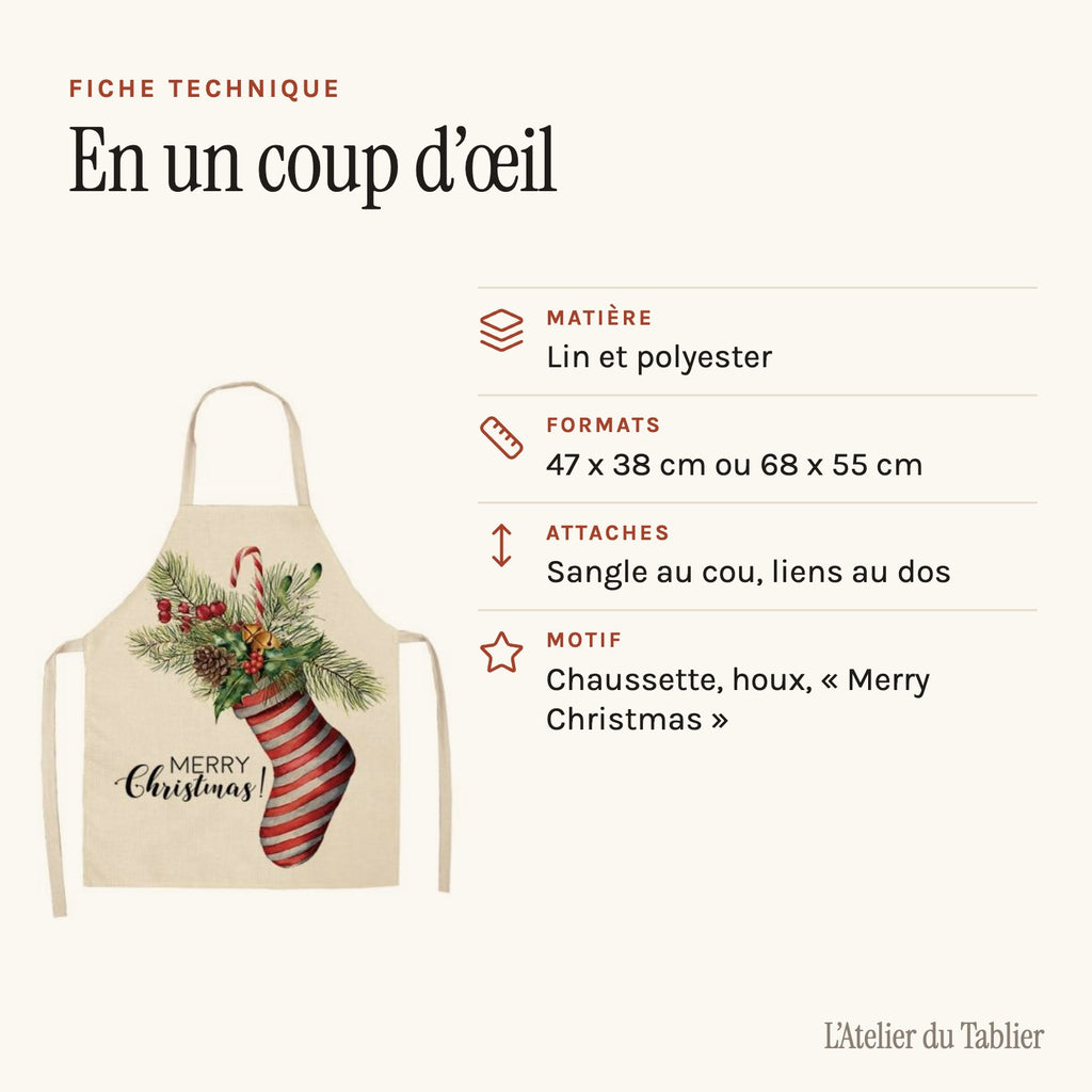 Kochschürze für Weihnachten, technisches Datenblatt
