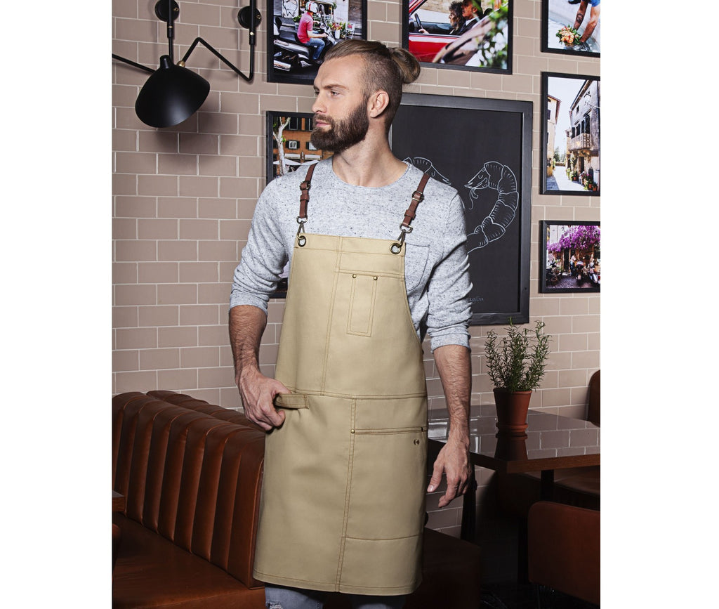 Tablier Barbershop, beige, photo portée