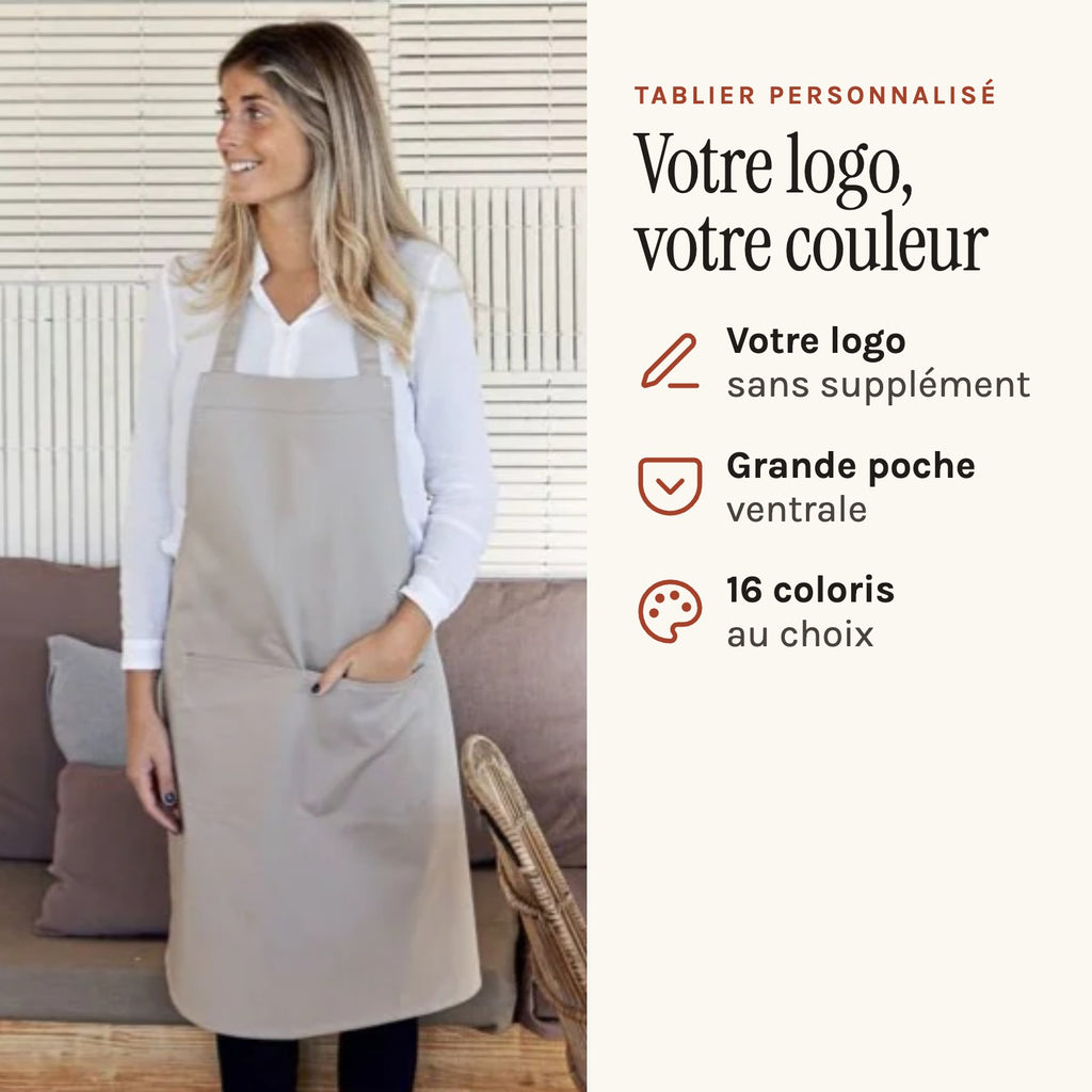 Tablier professionnel personnalisé à votre logo, porté