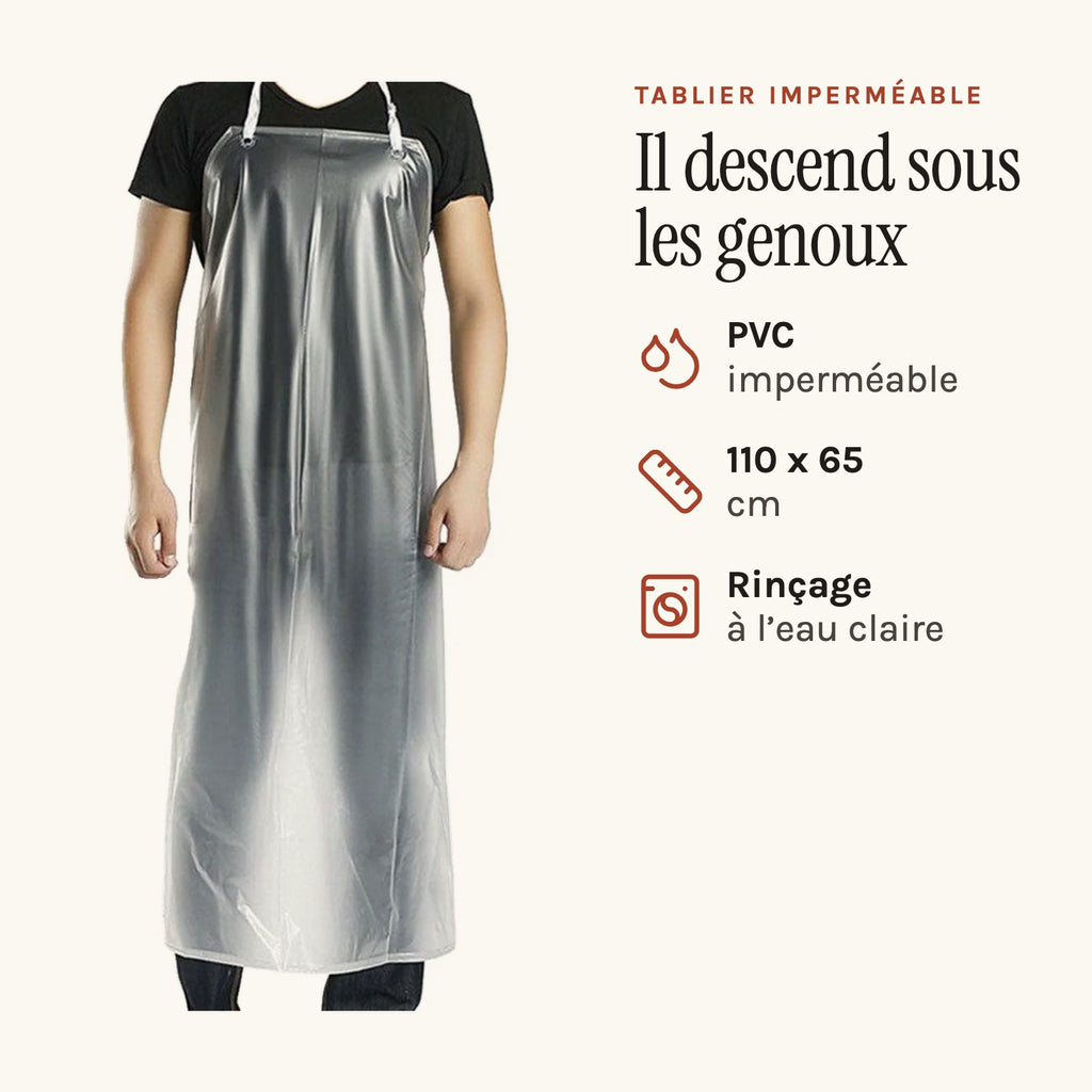 Tablier en PVC transparent, 110 x 65 cm