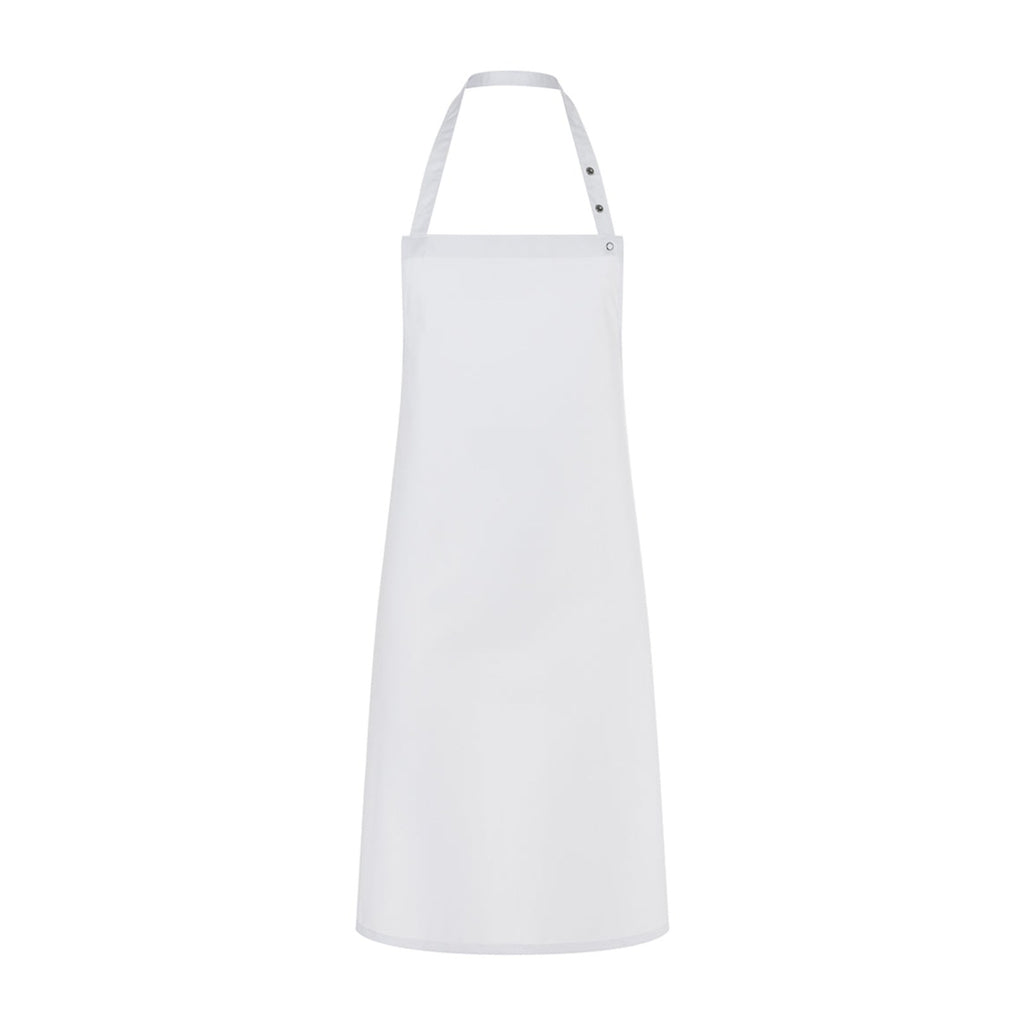 Tablier de restaurant à bavette, en sergé prélavé, blanc, de face