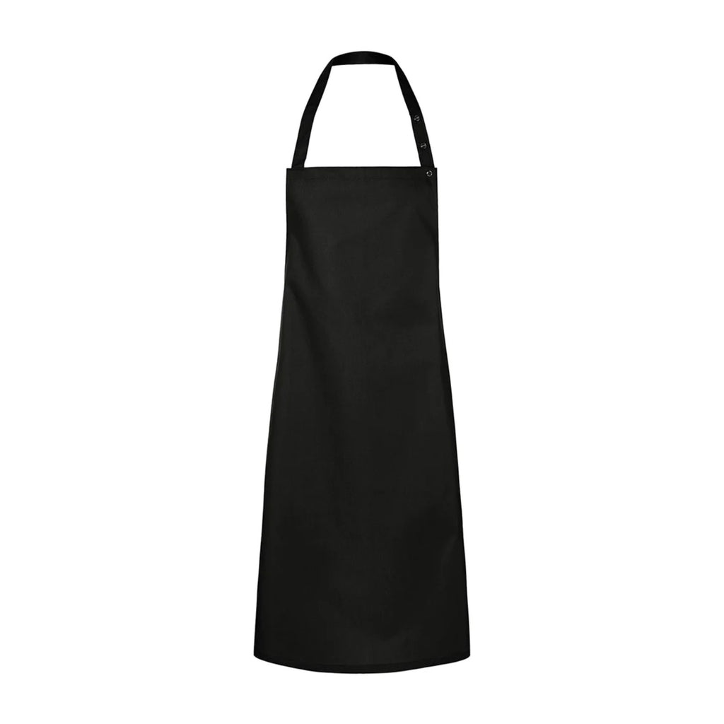 Tablier de restaurant à bavette, en sergé prélavé, noir, de face