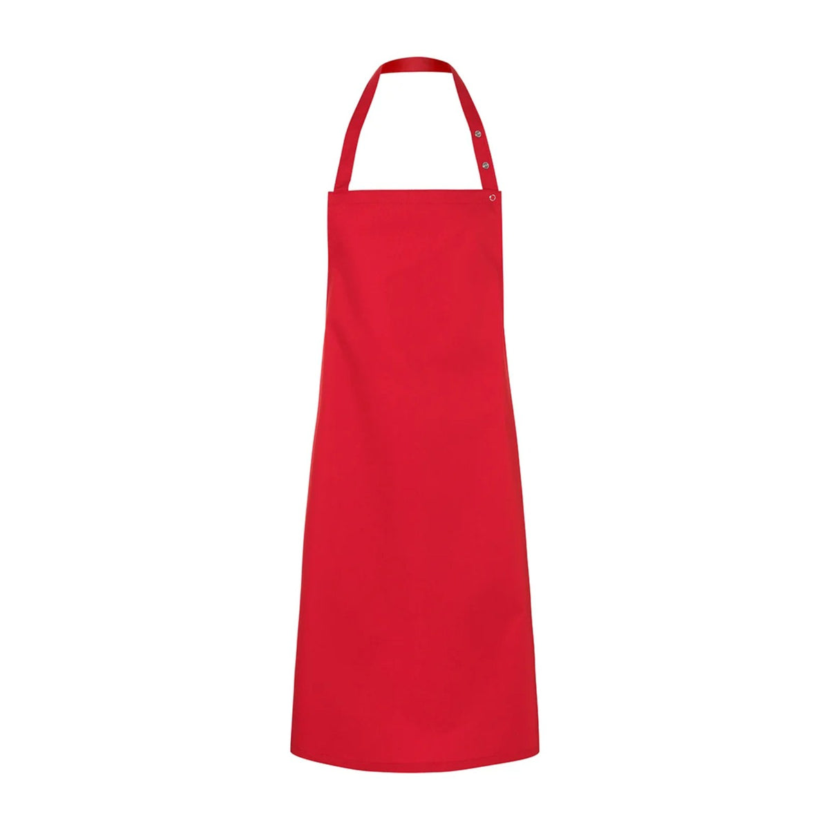 Tablier de restaurant à bavette, en sergé prélavé, rouge, de face